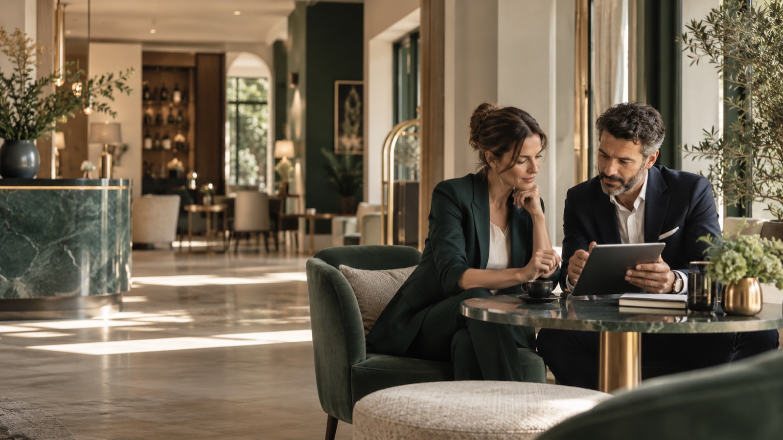 Beratungsgespräch zur BAFA-Unternehmensberatung in einem modernen Hotel